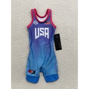 NEW Rudis USA Wrestling Icon Girls Elite 2.0 Singlet Blue NWT Youth 2T Toddler
